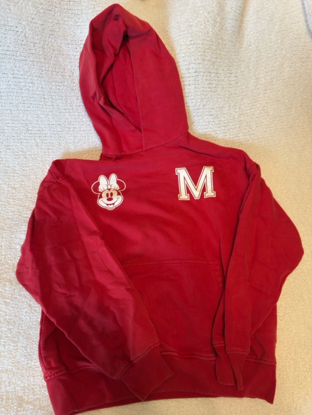 Disney Red Hooded Sweatshirt with Minnie Patch and 'M' Applique